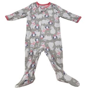 Child of Mine Baby 6-9 Months Fleece Winter Polar Bear Penguin Footed Pajama